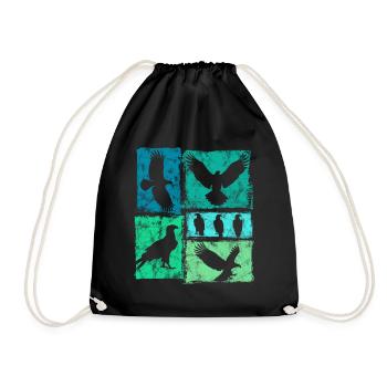 Eagle Retro Graphic Vintage Animal Print - Drawstring Bag - black - Front