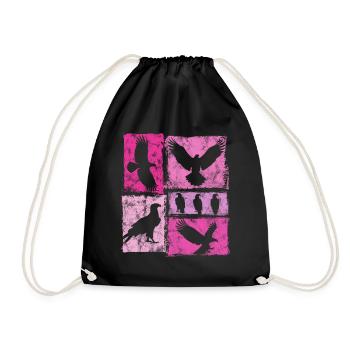 Eagle Retro Graphic Silhouettes - Drawstring Bag - black - Front