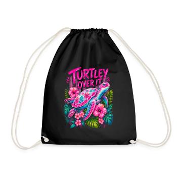 Turtley Over It Cute Turtle Flower - Turnbeutel - Schwarz - Vorne