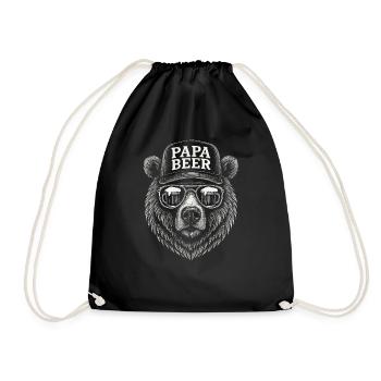 Papa Beer Father Bear Beer Humor Gift Idea - Drawstring Bag - black - Front