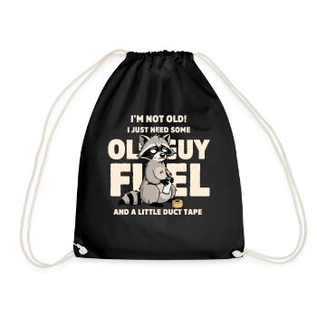 Raccoon Age Humor Tee - Drawstring Bag - black - Front