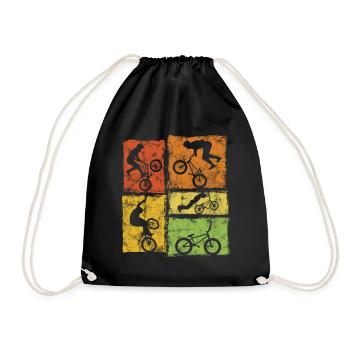 BMX Biker Graphic - Cascades de style rétro - Sac de sport léger - noir - Devant