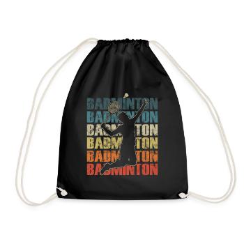 Un joueur de badminton smash dans un style rétro - Sac de sport léger - noir - Devant