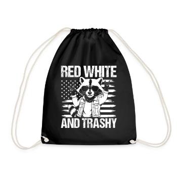 Patriotic Raccoon American Flag Trash Panda - Drawstring Bag - black - Front