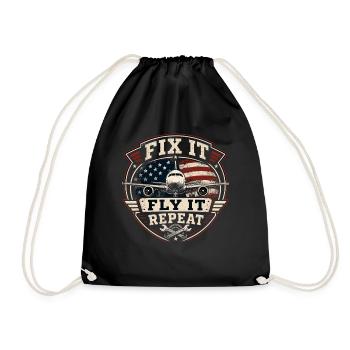 Aircraft Technology Maintenance Aviation Profession - Drawstring Bag - black - Front