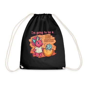 Gender reveal baby shower big sister baby - Drawstring Bag - black - Front
