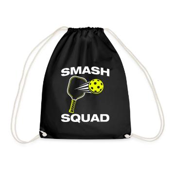 Smash squad funny pickleball player - Drawstring Bag - black - Front