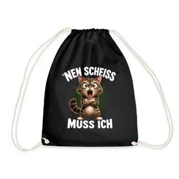 'Nen Scheiss muss ich Lustige KatzeFrecher Spruch - Turnbeutel - Schwarz - Vorne