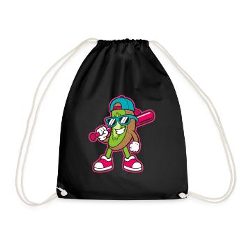 Kiwi Funny Cartoon Kids Youth Boys Girls - Turnbeutel - Schwarz - Vorne