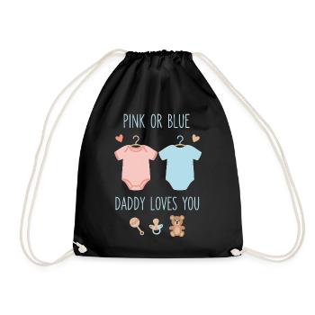 Gender Reveal Pink Or Blue Daddy Loves You Team - Drawstring Bag - black - Front