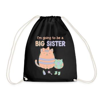 Gender Reveal Im Going To Be A Big Sister Baby - Drawstring Bag - black - Front