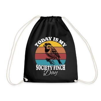 Japanese Seagull Society Finch - Drawstring Bag - black - Front