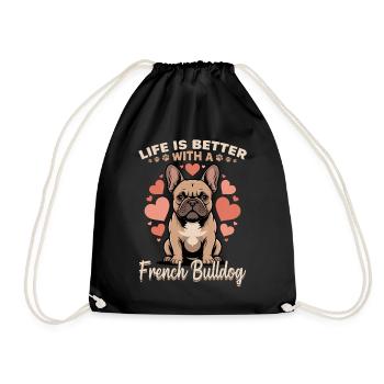 Bouledogue français Race de chien Frenchie - Sac de sport léger - noir - Devant