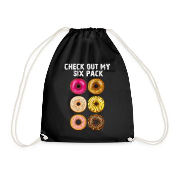 Check out My Six Pack Donuts Funny Gym Food Gift - Drawstring Bag - black - Front