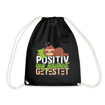 Positiv auf Faulheit – Faultier - Turnbeutel - Schwarz - Vorne