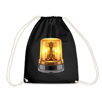 Orange Siren Construction Site Hyper Realistic - Drawstring Bag - black - Front
