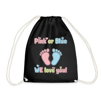 Geschlechterenthüllung Pink oder Blau Wir lieben dich Babyparty - Turnbeutel - Schwarz - Vorne