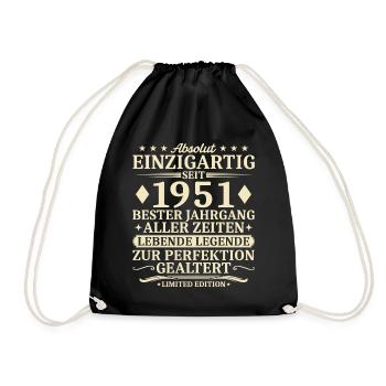 Geburtstag 1951 Jahrgang geboren Vintage - Turnbeutel - Schwarz - Vorne