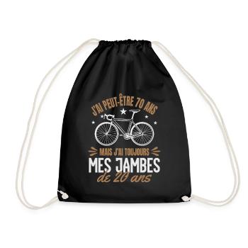 Cycliste Cadeau humour personnalisé - Sac de sport léger - noir - Devant