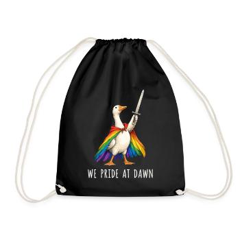 Regenbogen-Gans mit Schwert - Turnbeutel - Schwarz - Vorne