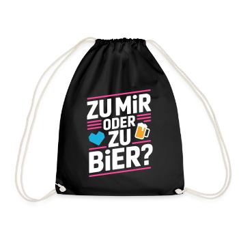 Bier Zu Mir Oder Zu Bier Flirt Single Party Malle - Turnbeutel - Schwarz - Vorne