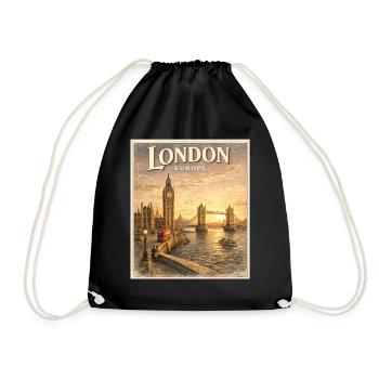London Europe Vintage Sunset - Drawstring Bag - black - Front
