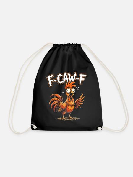 F Caw F Rooster Chicken - Turnbeutel - Schwarz