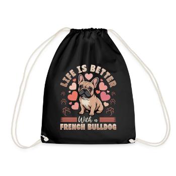 Bouledogue français Race de chien Frenchie - Sac de sport léger - noir - Devant