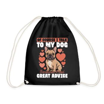 French Bulldog Frenchie Dog Breed - Drawstring Bag - black - Front