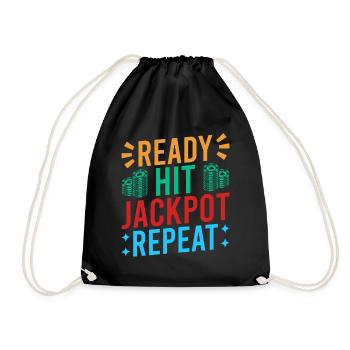 Gambling Fan Ready Hit Jackpot Repeat Casino - Turnbeutel - Schwarz - Vorne