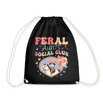 Gender Reveal Feral Aunts Social Club Team Pink - Drawstring Bag - black - Front