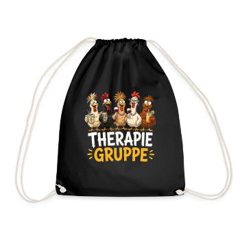 Therapiegruppe Hühner Party - Turnbeutel - Schwarz - Vorne