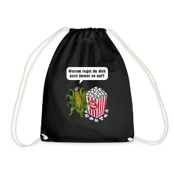 Mais & Popcorn Wortwitz - Turnbeutel - Schwarz - Vorne