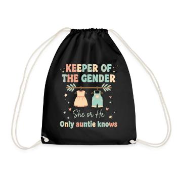 Gender Reveal Keeper Of The Gender Auntie Knows - Drawstring Bag - black - Front
