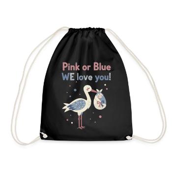 Geschlechterenthüllung Pink oder Blau Wir lieben dich Babyparty - Turnbeutel - Schwarz - Vorne