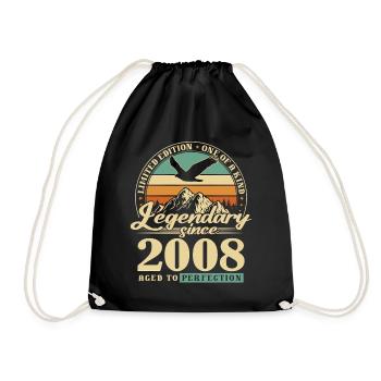 Gift, né en 2008, 18e anniversaire, 18 ans - Sac de sport léger - noir - Devant