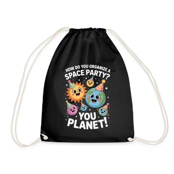 Dessin animé Space Party Planets - Sac de sport léger - noir - Devant