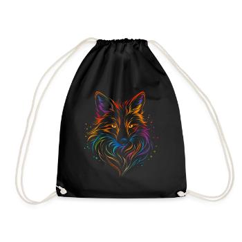 Fuchs Line Art – Farbenfrohes Fox Design - Turnbeutel - Schwarz - Vorne