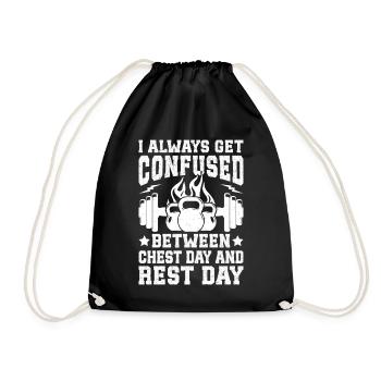 Gym Junkies Confused Chest Day & Rest Day - Turnbeutel - Schwarz - Vorne