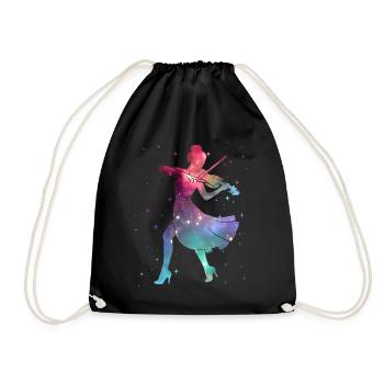 Violin Violinist Space Ladies Girl Violin - Drawstring Bag - black - Front