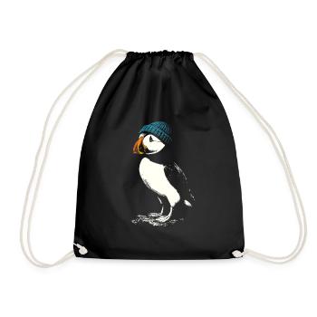 Un macareux avec bonnet - Sac de sport léger - noir - Devant