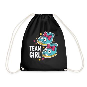 Geschlechterenthüllung Team Mädchen-Babyparty Mama Papa - Turnbeutel - Schwarz - Vorne
