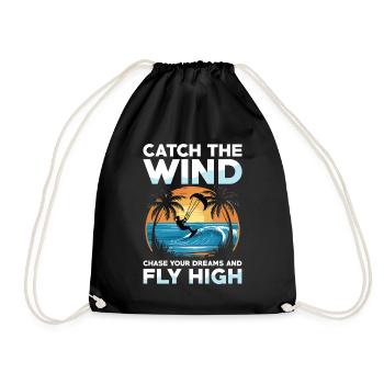 Catch the wind Chase your dreams Flight into the high - Drawstring Bag - black - Front
