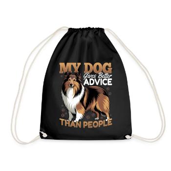 Shetland Sheepdog Sheltie Dog Breed - Drawstring Bag - black - Front