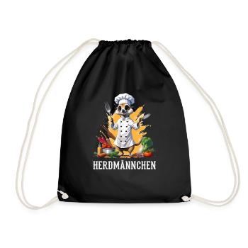 Herdmännchen Erdmännchen Koch Kochen Wortspiel - Turnbeutel - Schwarz - Vorne