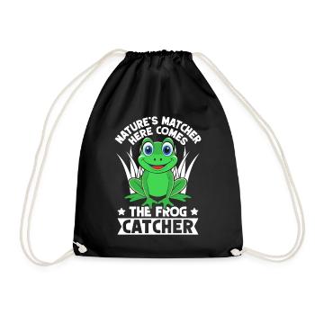 Frog Catcher Nature´s Matcher Here Comes Frog - Turnbeutel - Schwarz - Vorne