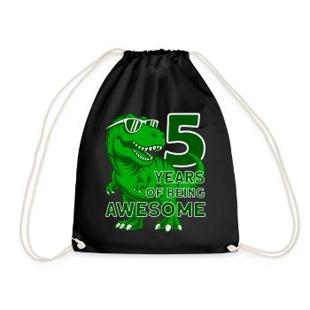 DINO 5 JAHRE DINOSAURIER 5. GEBURTSTAG - Turnbeutel - Schwarz - Vorne