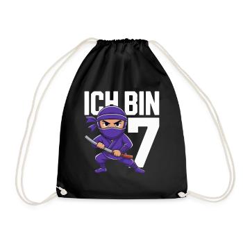 Ich bin 7 siebter Geburtstag Ninja - Drawstring Bag - black - Front