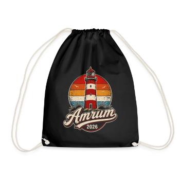 Leuchtturm Amrum 2026 Retro - Turnbeutel - Schwarz - Vorne