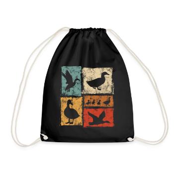Ducks Collage - Retro Artwork - Farm - Drawstring Bag - black - Front